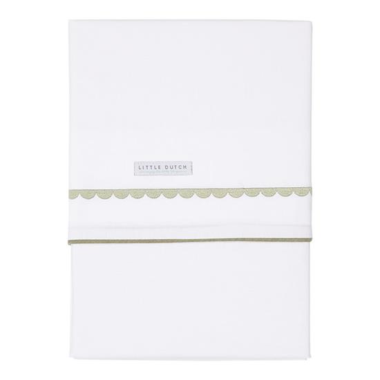 LITTLE DUTCH COT SHEET OLIVE ROUNDED EMBROIDERED