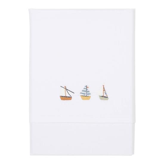 LITTLE DUTCH COT SHEET SAILORS EMBROIDERED