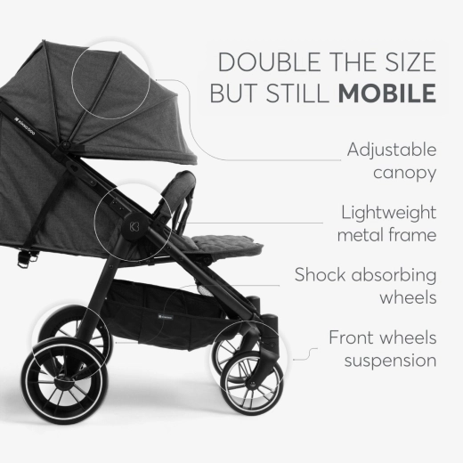 KIKKABOO TWIN STROLLER HAPPY 2 BLACK 2023 - Image 5