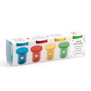Djeco Modelling 4 tubes of play dough - Basic Colours