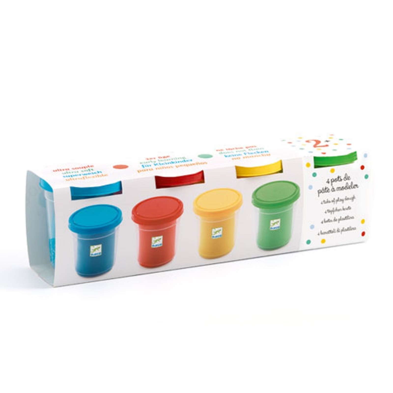 Djeco Modelling 4 tubes of play dough - Basic Colours