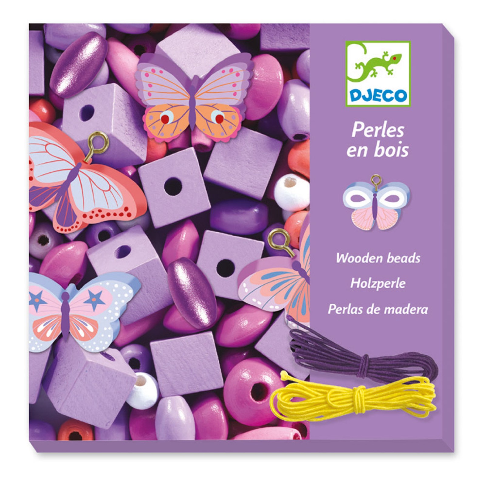 Djeco Beads and Jewellery Wooden beads, buterflies