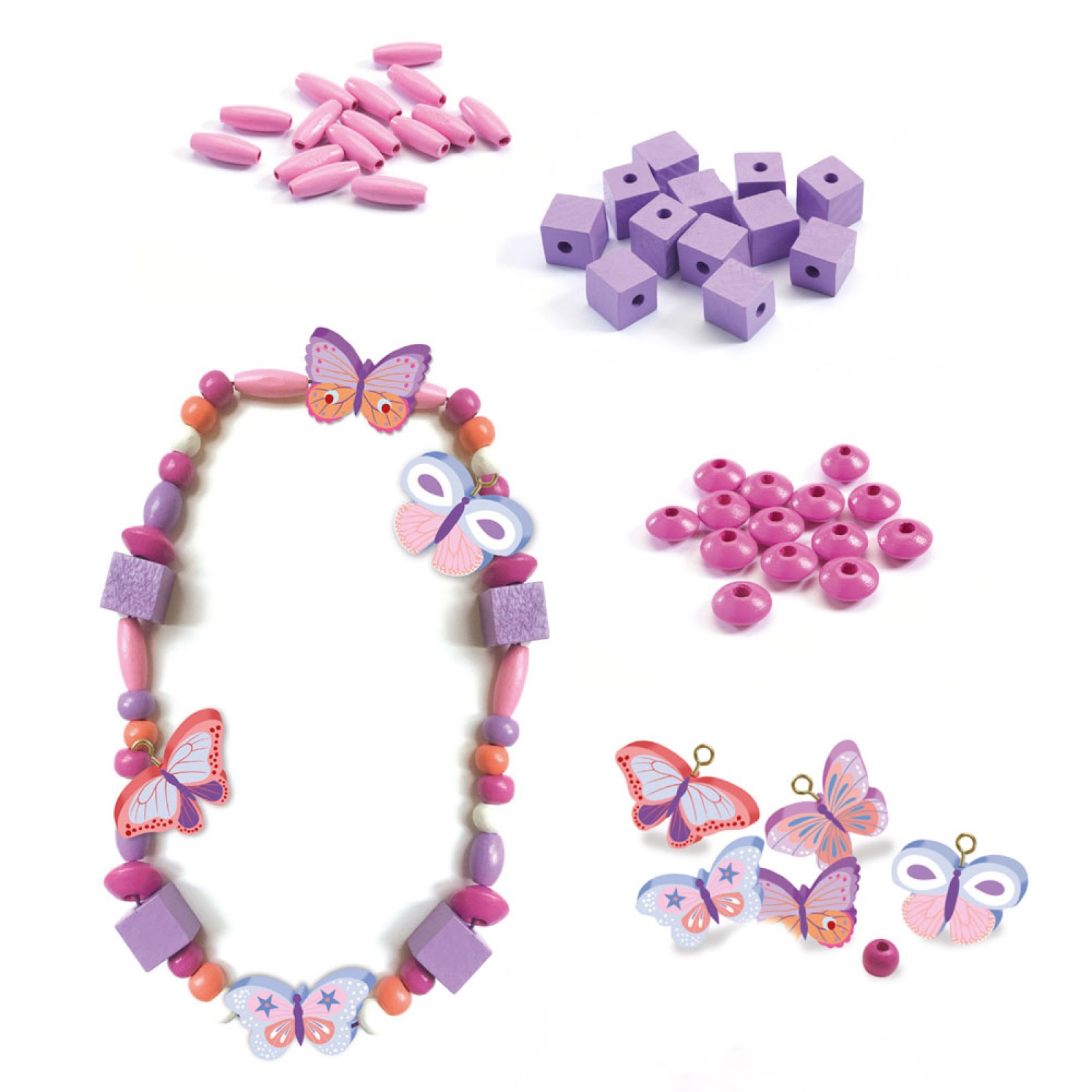 Djeco Beads and Jewellery Wooden beads, buterflies - Image 2
