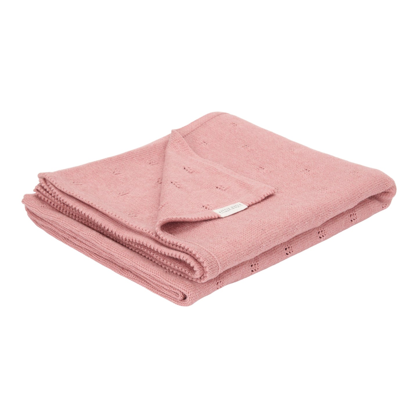 LITTLE DUTCH. Knitted bassinet blanket Pure Pink Blush 70x100cm - Image 3