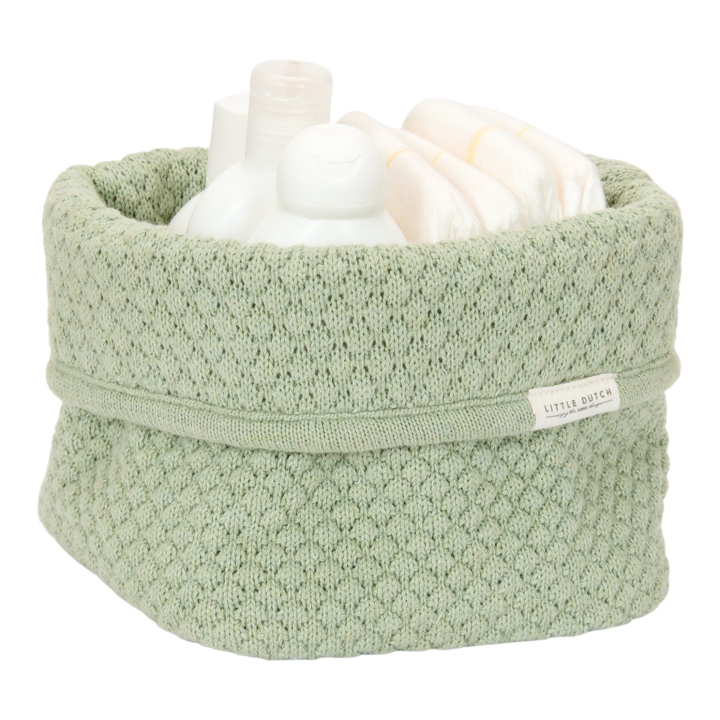 LITTLE DUTCH. Knitted storage basket small Pure Sage - Image 3