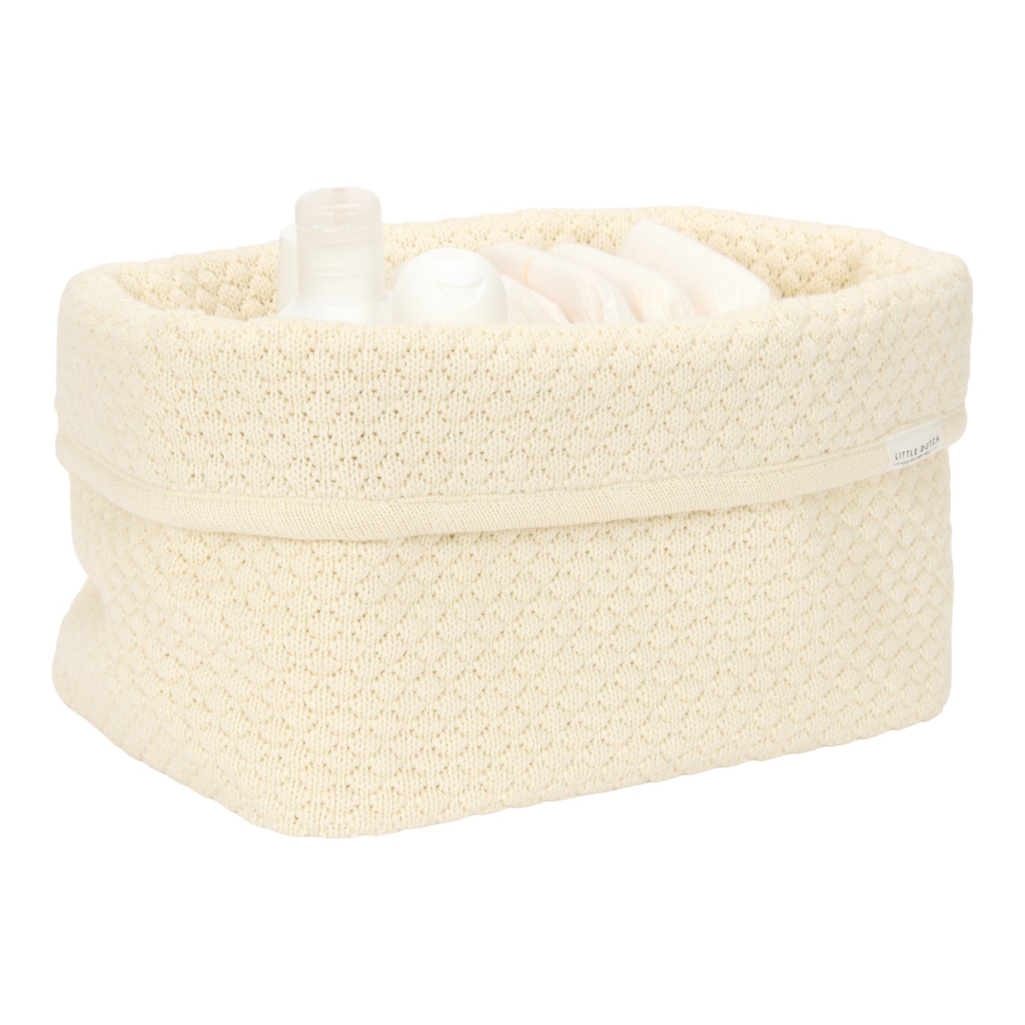 LITTLE DUTCH. Knitted storage basket large Pure Soft White - Image 3