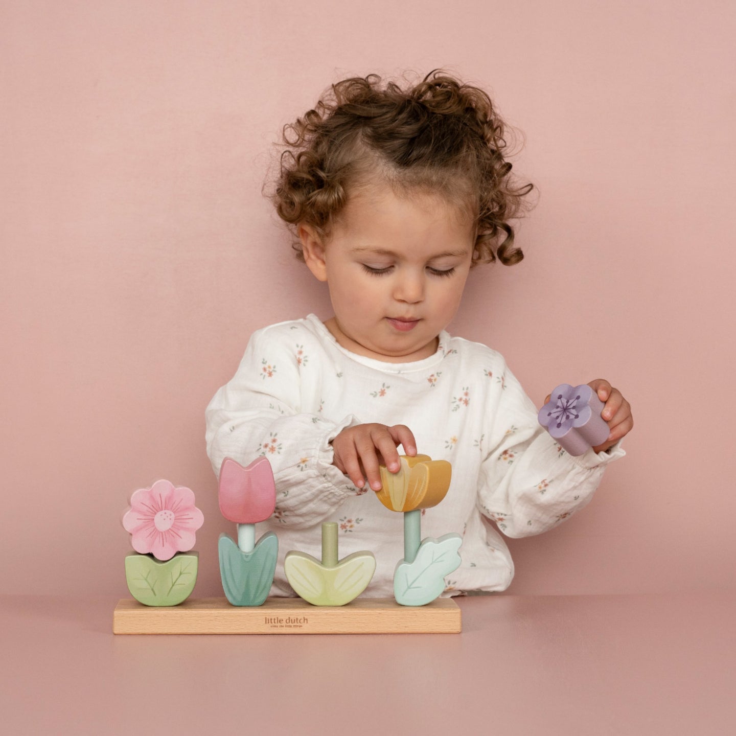 LITTLE DUTCH. Stacking Puzzle Flowers Fairy Garden FSC - Image 2