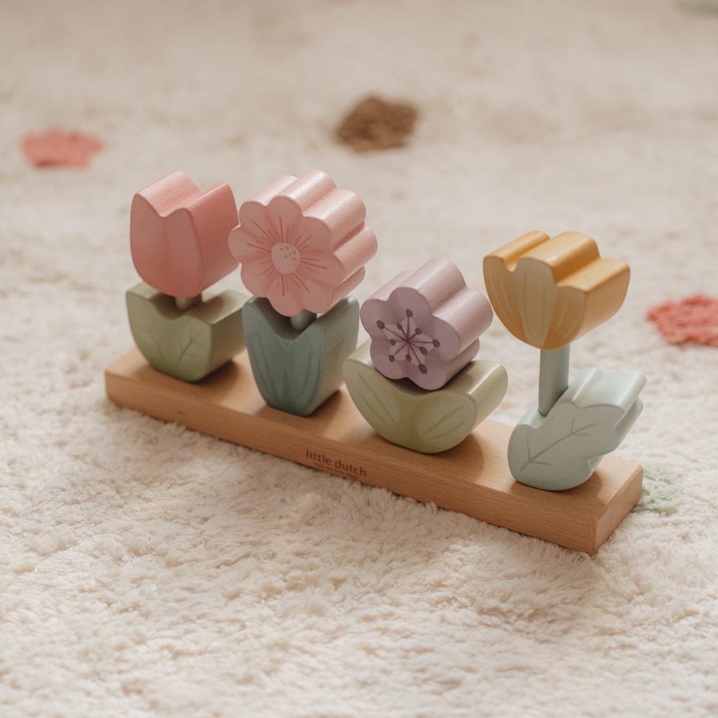 LITTLE DUTCH. Stacking Puzzle Flowers Fairy Garden FSC - Image 3