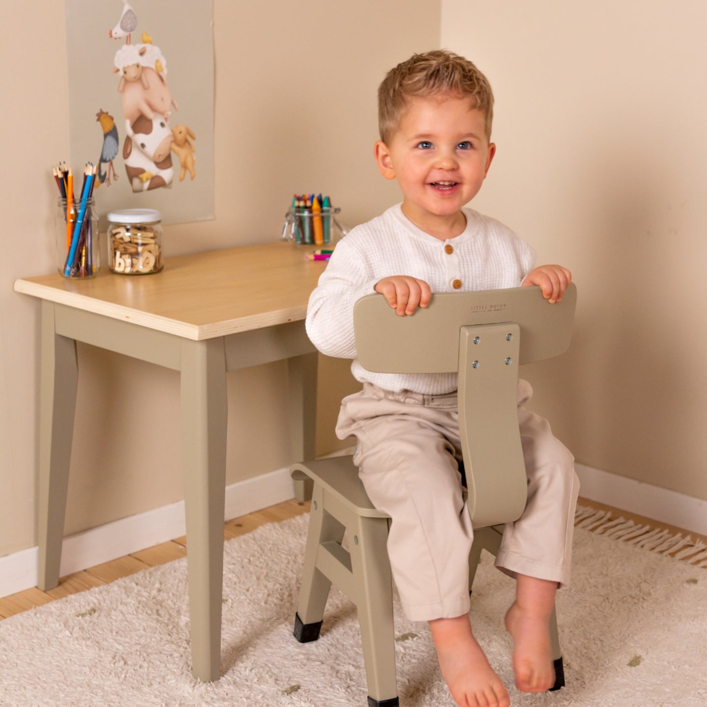 LITTLE DUTCH SCHOOL CHAIR OLIVE - Image 3