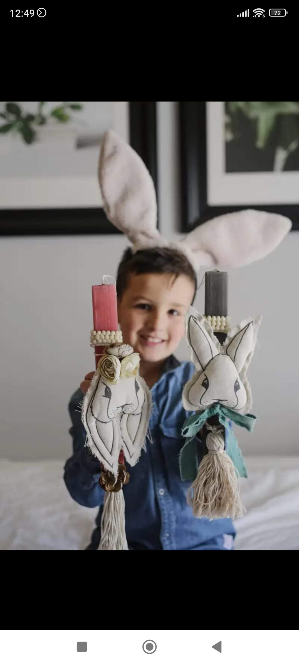 WHITE GOOSE EASTER CANDLE LOVELY RABBIT PINK 30CM - Image 3