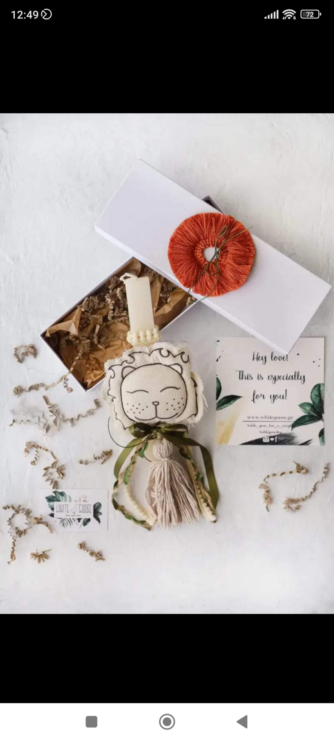 WHITE GOOSE EASTER CANDLE LION 25CM - Image 2