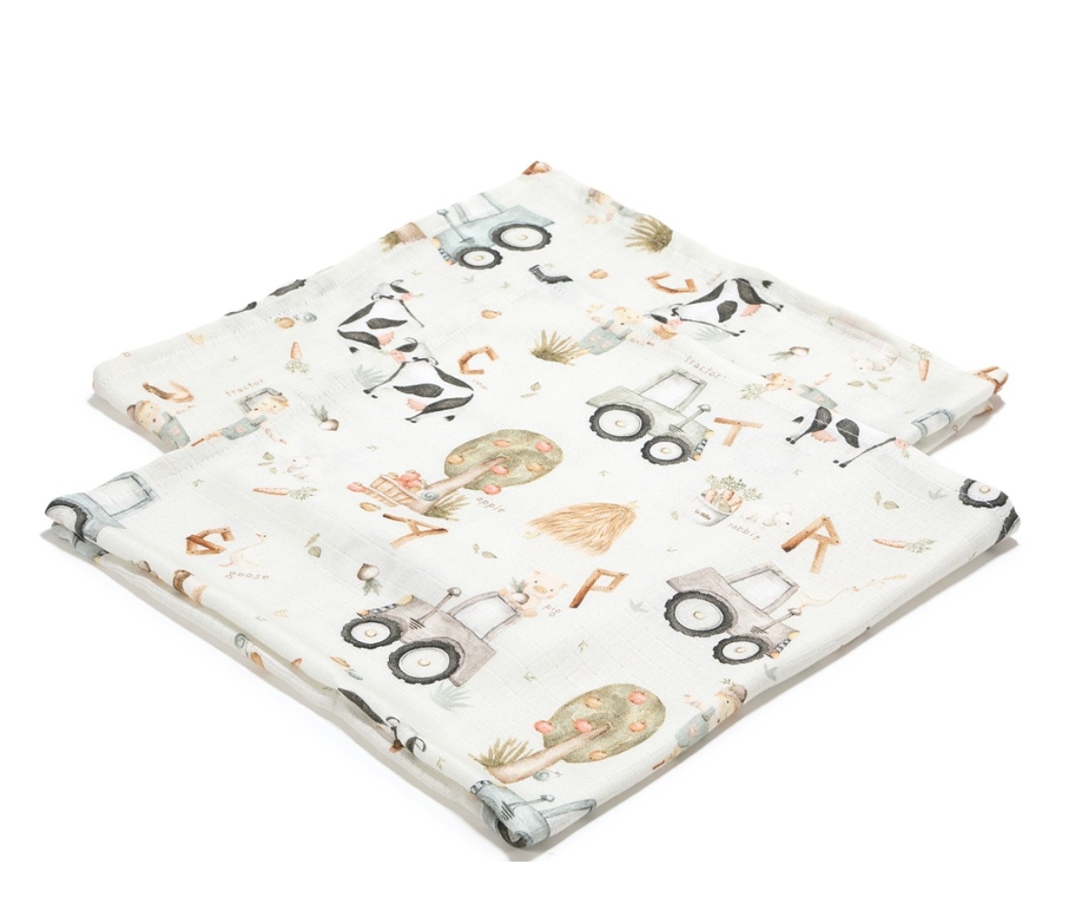 LA MILLOU BAMBOO SWADDLES 2 PACK ABC FARM
