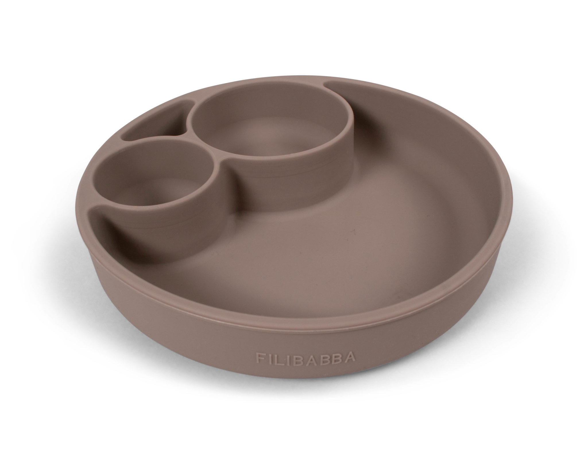 FILIBABBA SILICONE DIVIDED PLATE WARM GREY
