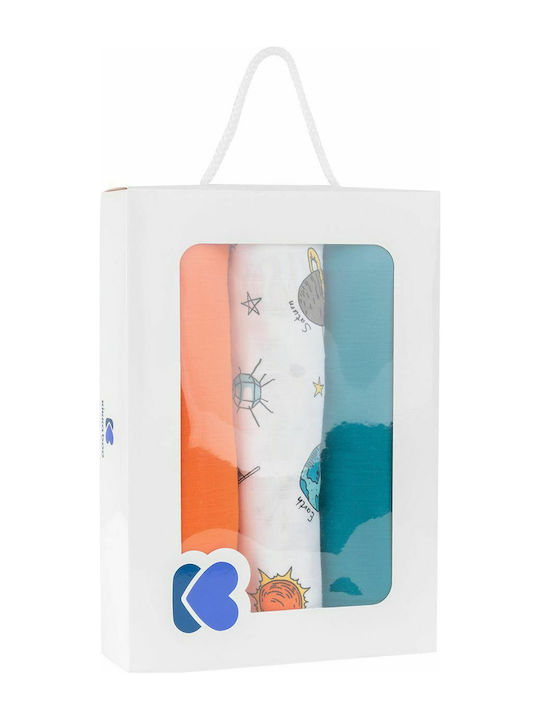 KIKKABOO SWADDLES SET 3PCS 120*120cm PLANETS