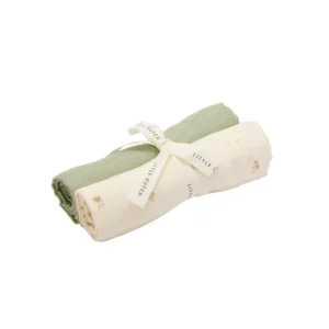LITTLE DUTCH Set of 2 muslin swaddles Forest Treasures / Sage 70x70
