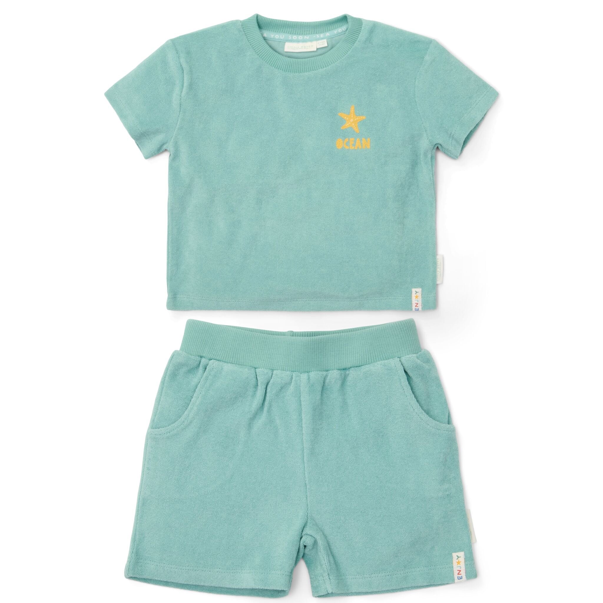 LITTLE DUTCH T -shirt and Short Set - Green - Seasashells and Stripes Νο 98/104cm