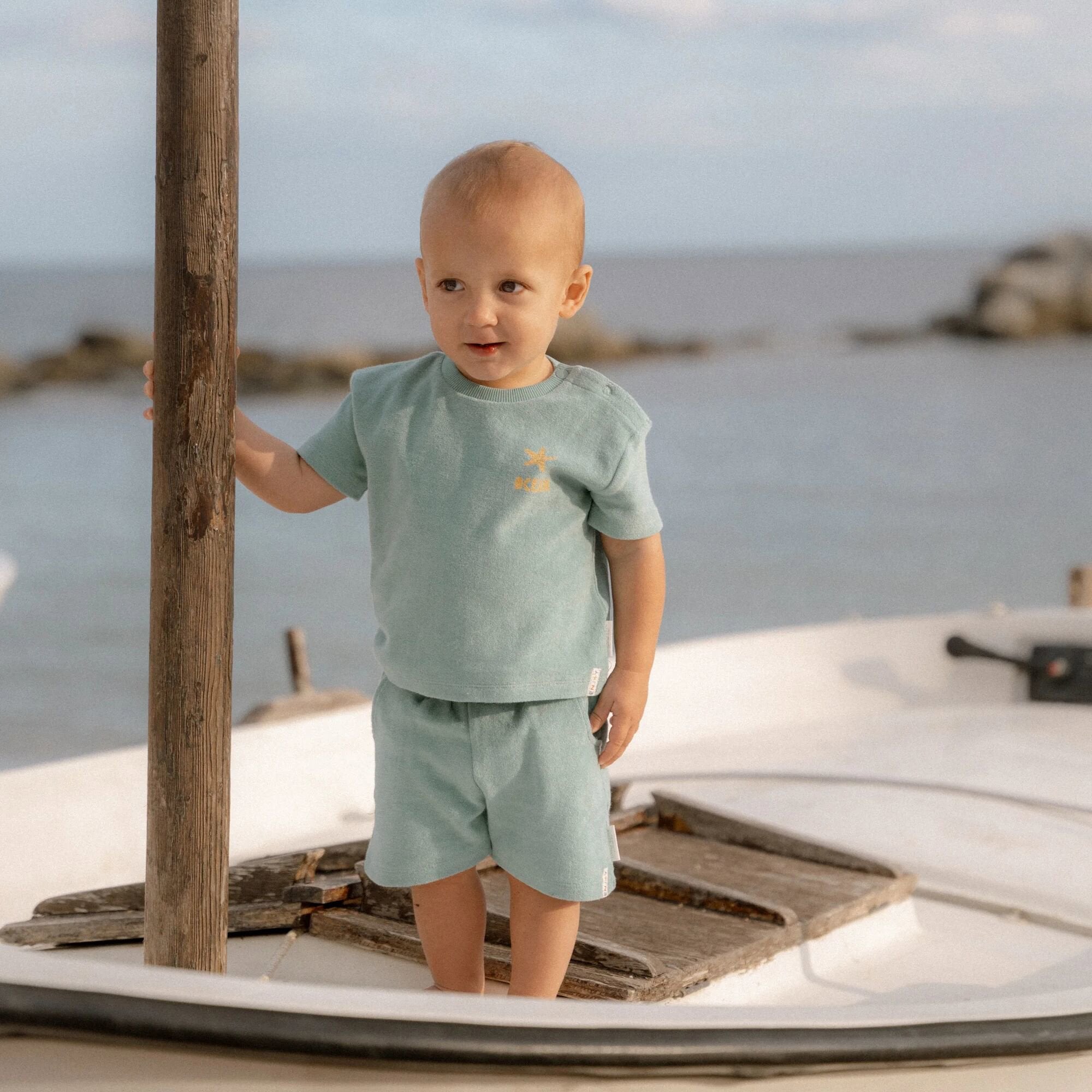 LITTLE DUTCH T -shirt and Short Set - Green - Seasashells and Stripes Νο 98/104cm - Image 6