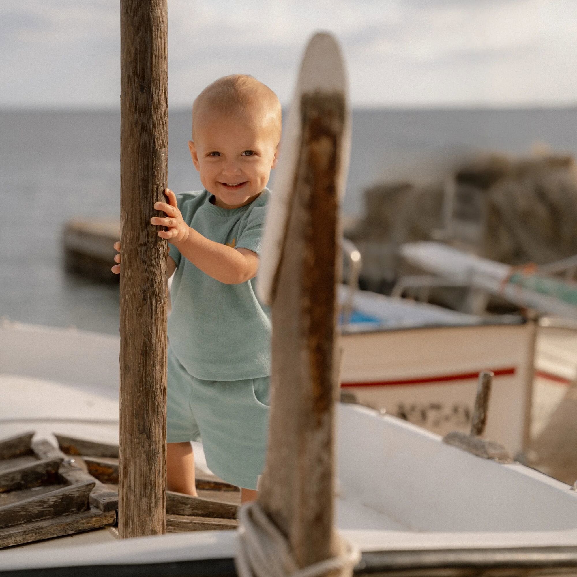 LITTLE DUTCH T -shirt and Short Set - Green - Seasashells and Stripes Νο 98/104cm - Image 4