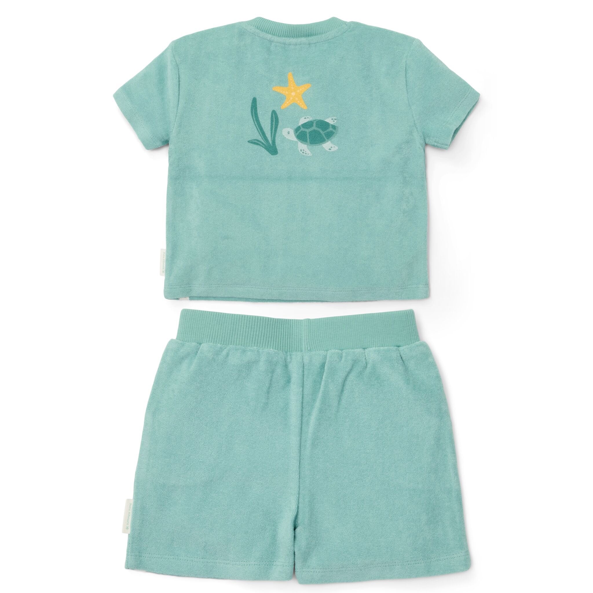 LITTLE DUTCH T -shirt and Short Set - Green - Seasashells and Stripes Νο 98/104cm - Image 2