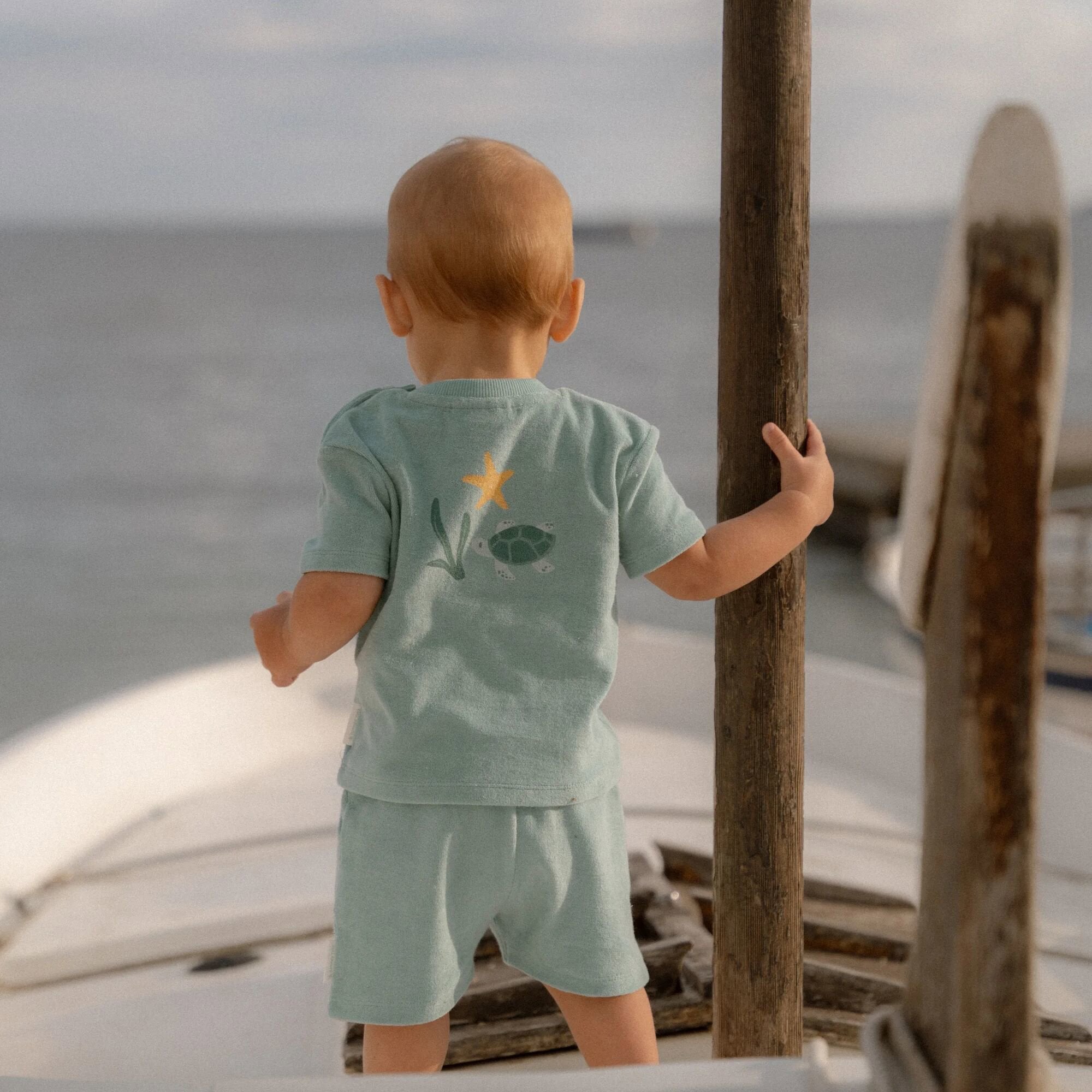 LITTLE DUTCH T -shirt and Short Set - Green - Seasashells and Stripes Νο 98/104cm - Image 5