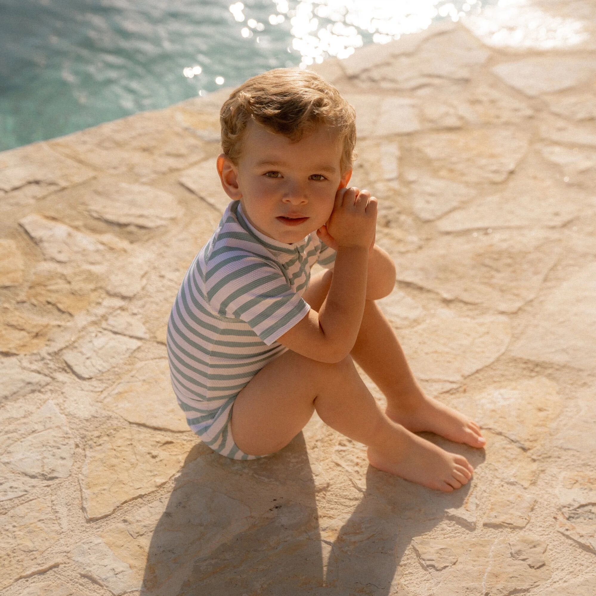 LITTLE DUTCH Swimming diaper - Green - Seasashells and Stripes Νο 86/92cm - Image 2