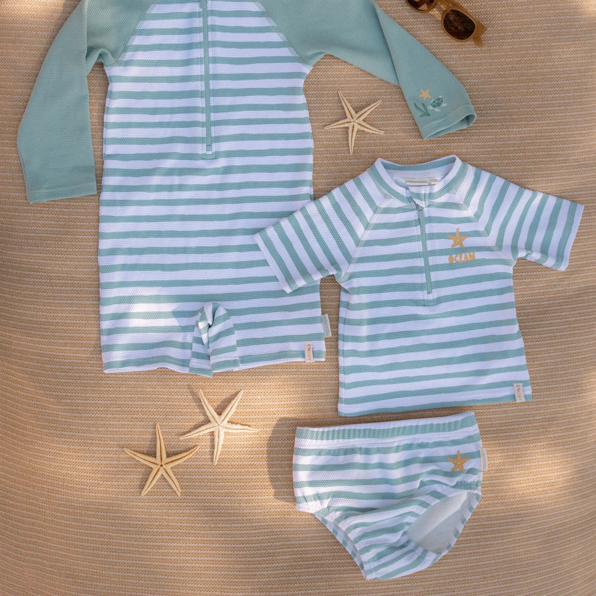LITTLE DUTCH Swimming diaper - Green - Seasashells and Stripes Νο 86/92cm - Image 5