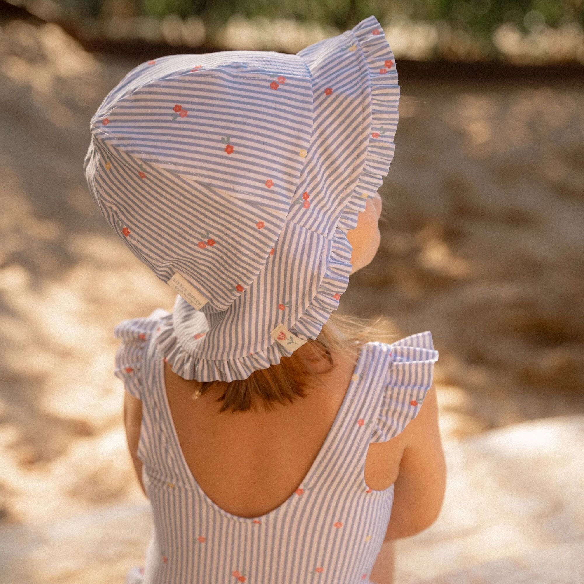 LITTLE DUTCH Sun hat - Blue - Sunny Flowers Νο 3 (48,5-50cm) - Image 7