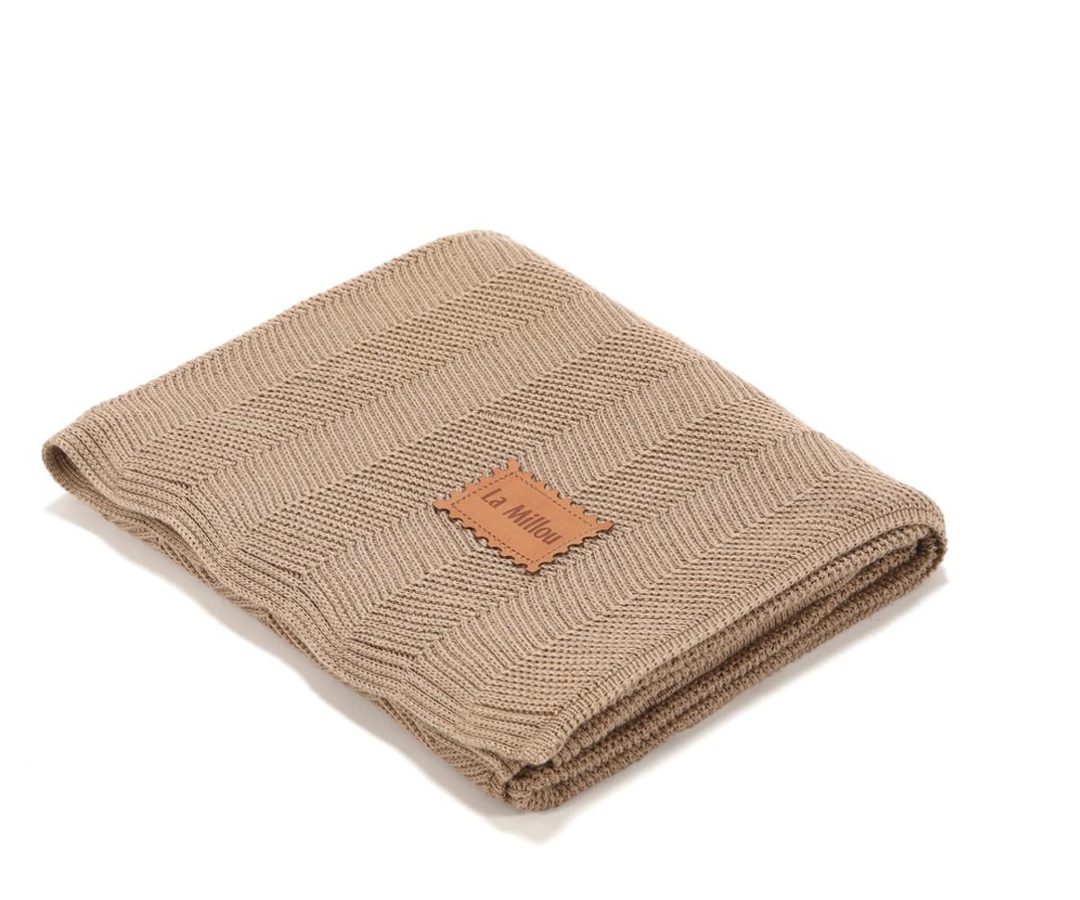 LA MILLOU Herringbone Bamboo Blanket Carmel