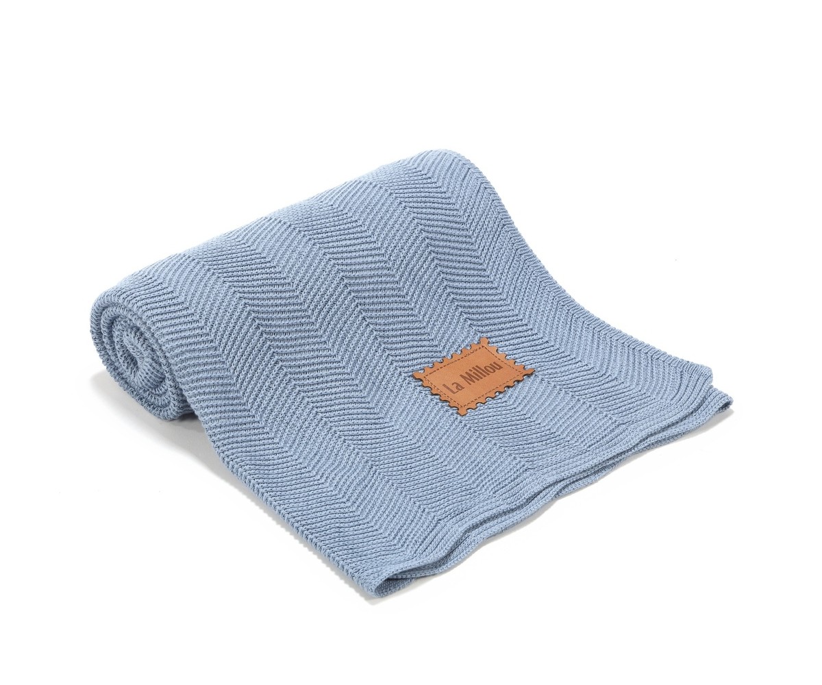 LA MILLOU Herringbone Bamboo Blanket Light Denim - Image 2