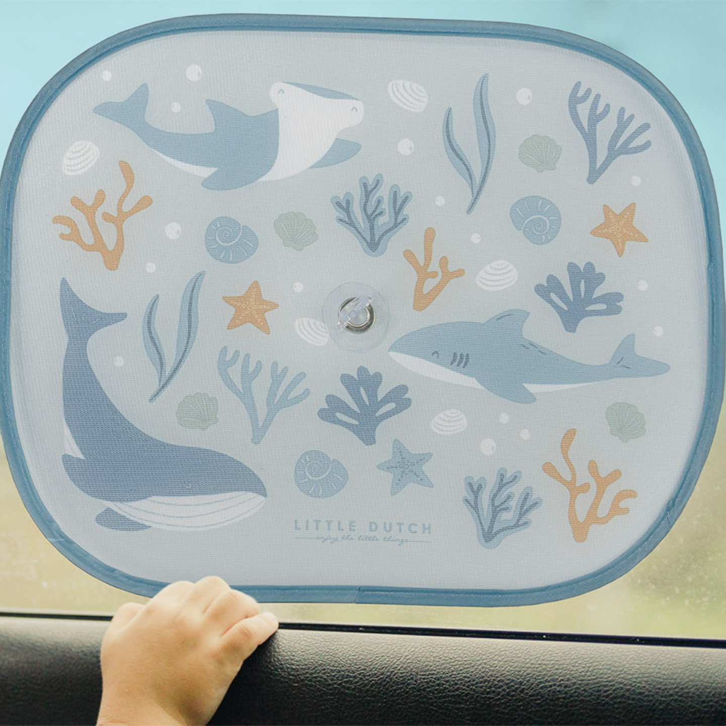 LITTLE DUTCH. Ocean Dreams Car Sunshade Blue - Image 2