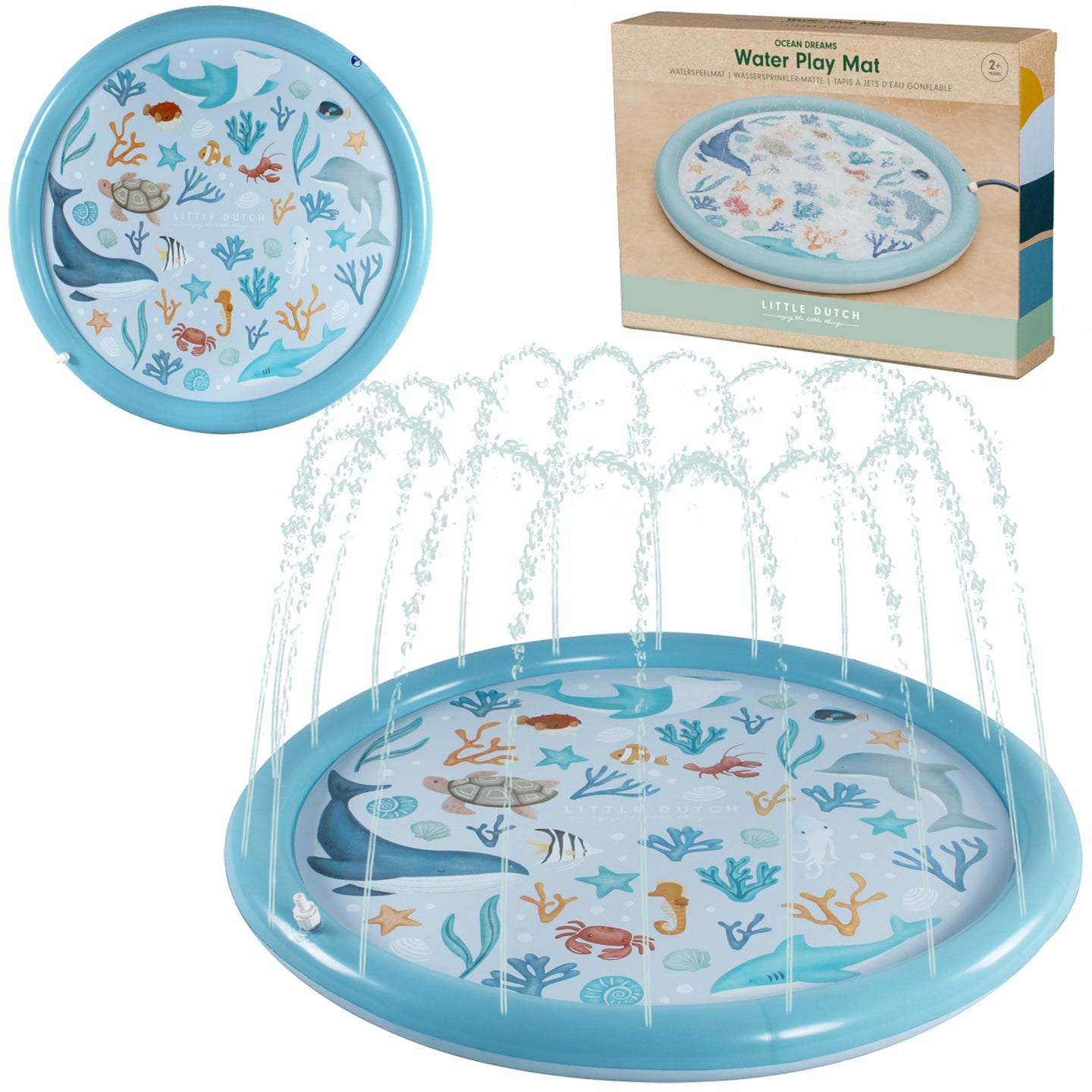 LITTLE DUTCH Inflatable play mat Sprinkler Ocean Dreams Blue 150 cm - Image 6