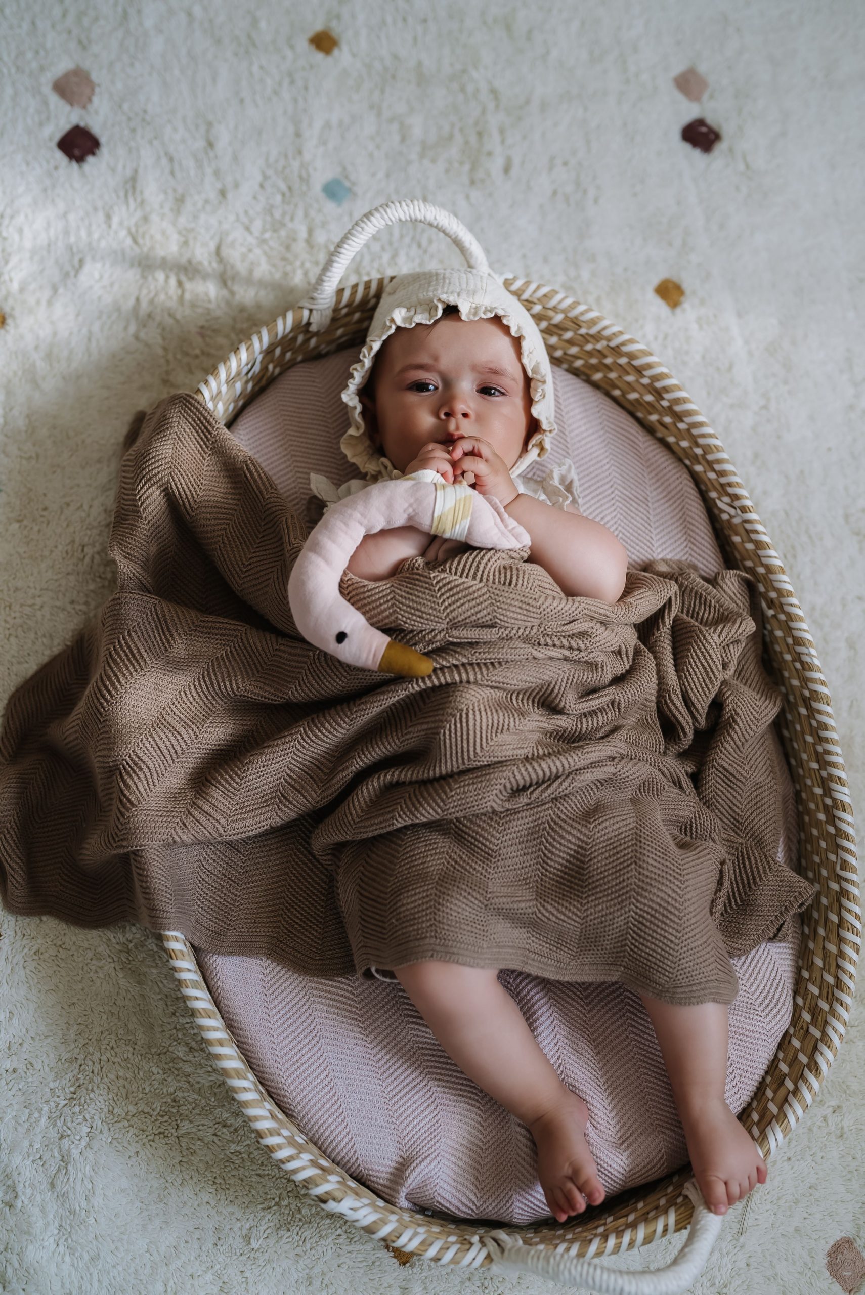 LA MILLOU Herringbone Bamboo Blanket Carmel - Image 2