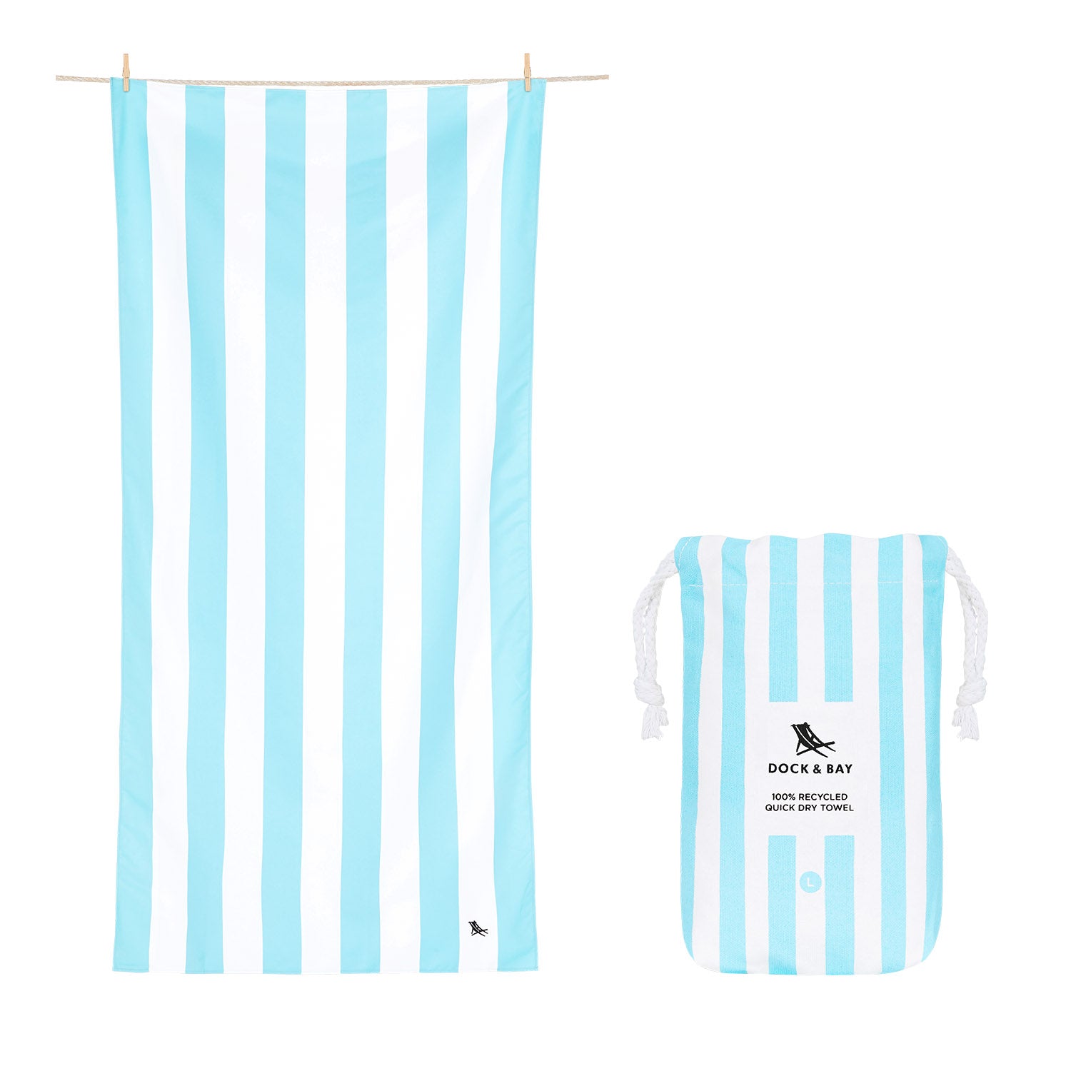 DOCK&BAY-Quick Dry Towel - Cabana - Tulum Blue - Large 160x90cm