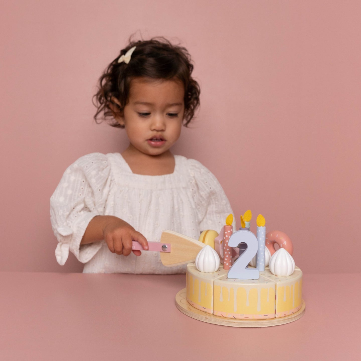LITTLE DUTCH. Wooden cake with pink candles FSC - Image 7