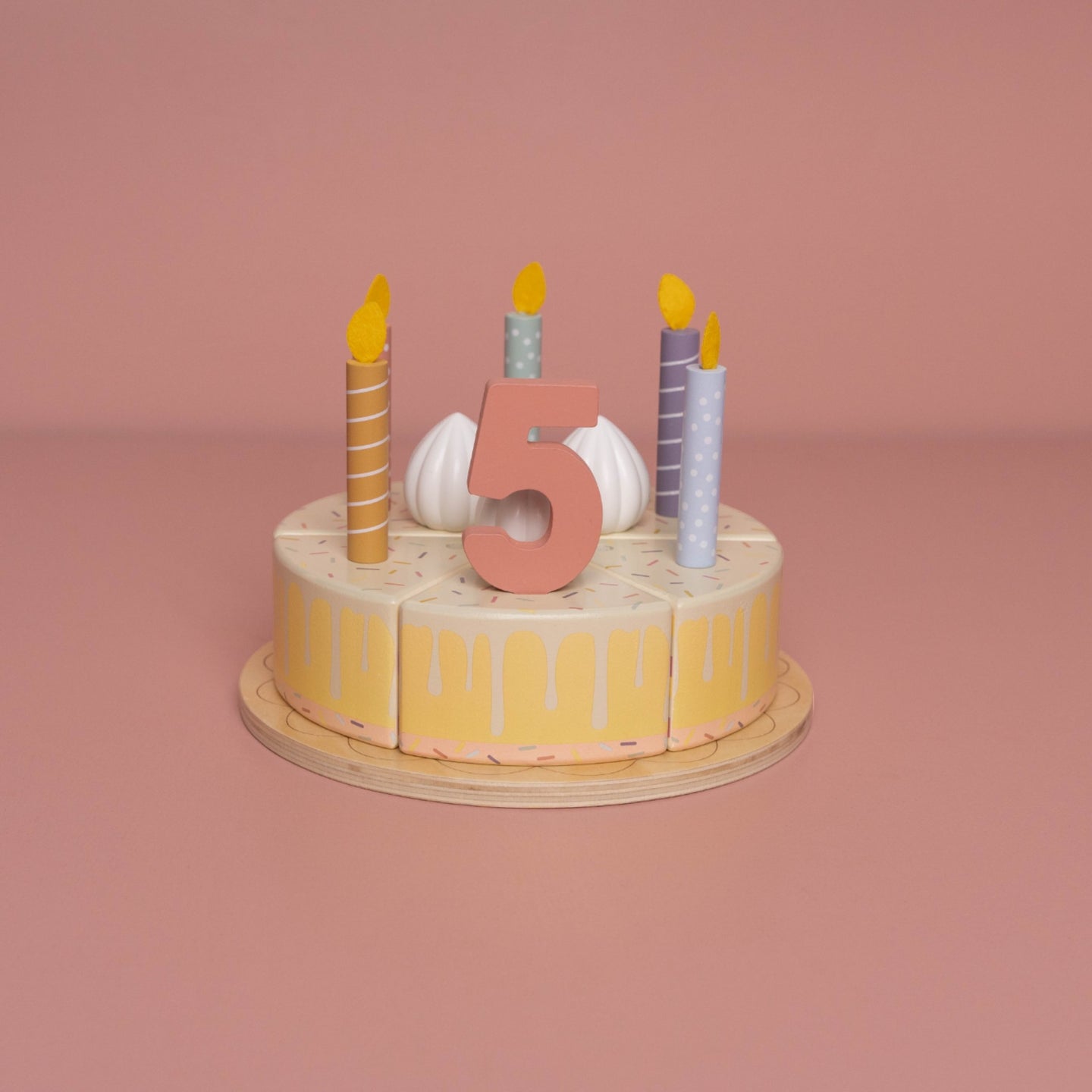 LITTLE DUTCH. Wooden cake with pink candles FSC - Image 8