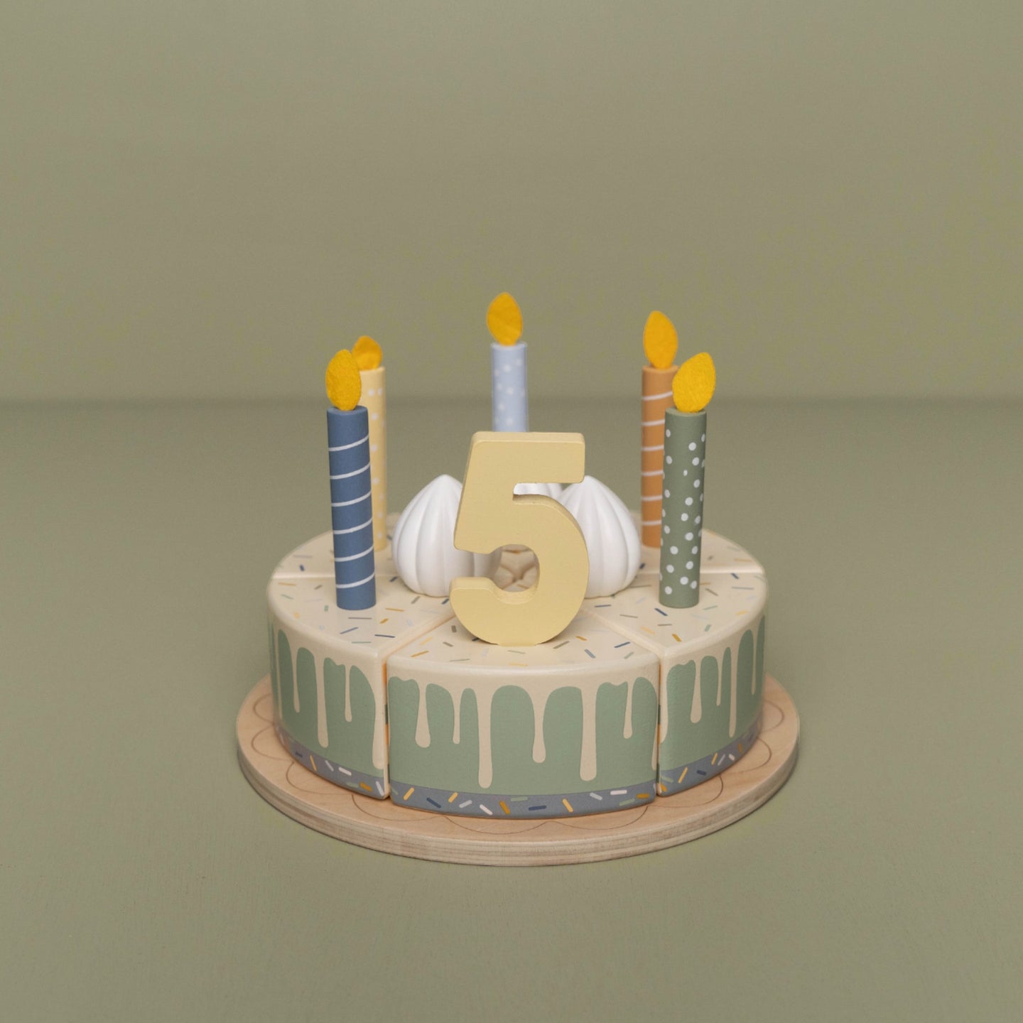 LITTLE DUTCH. Wooden cake with blue candles FSC - Image 8