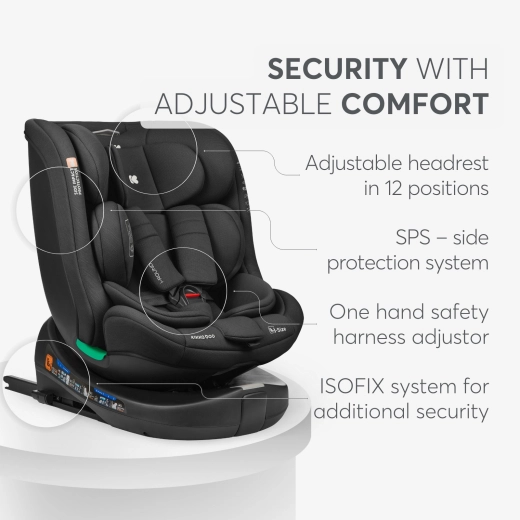 Car seat 40-150 cm i-Round i-SIZE Black - Image 8