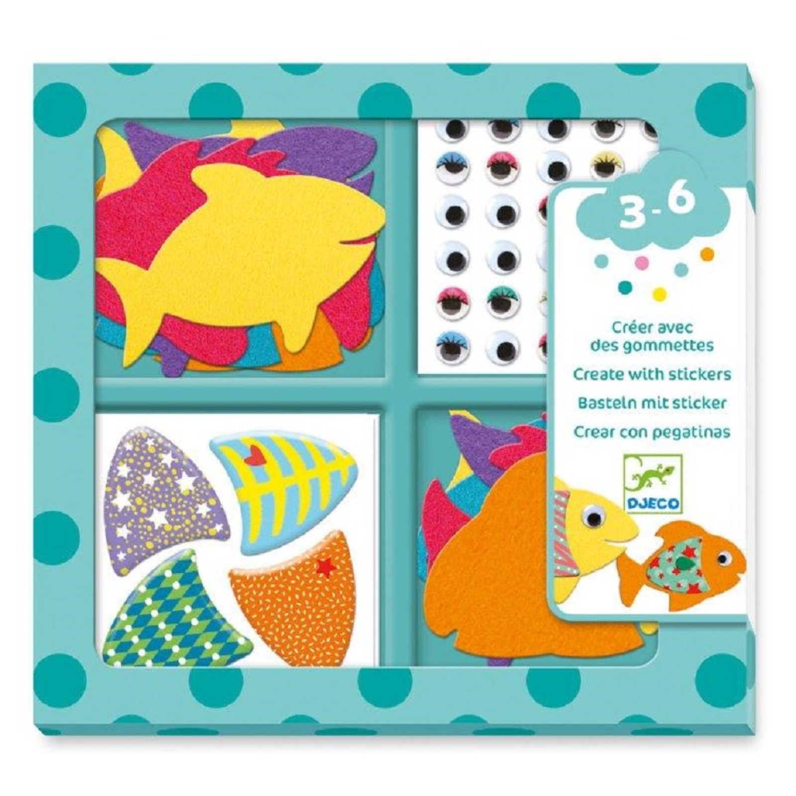 Djeco I create with stickers on felt Little Fishes