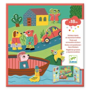 Djeco triptych with repositionable stickers Animals