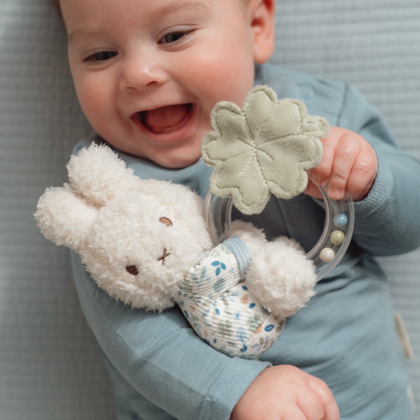 LITTLE DUTCH. Soft rattle with ring Miffy - Lucky Leaves GRS - Image 2
