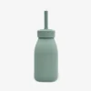 KIKKABOO Bottle with straw Platinum Silicone Sage