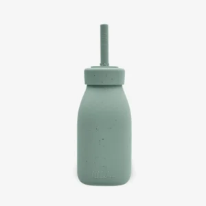 KIKKABOO Bottle with straw Platinum Silicone Sage