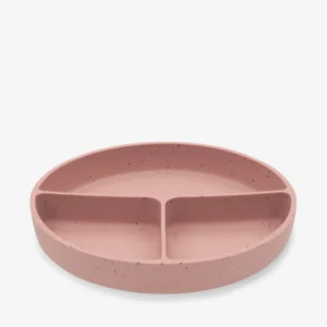 KIKKABOO Divided plate with suction base Platinum Silicone Blush