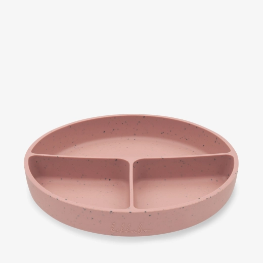 KIKKABOO Divided plate with suction base Platinum Silicone Blush