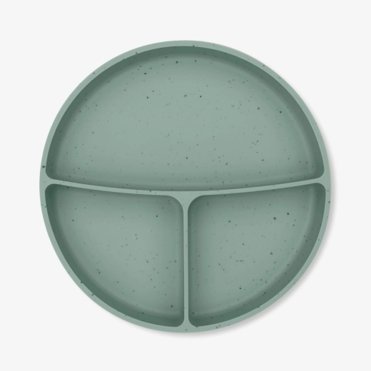 KIKKABOO Divided plate with suction base Platinum Silicone Sage - Image 3