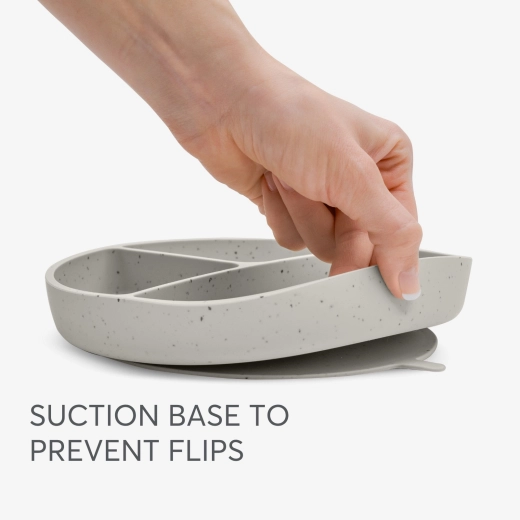 KIKKABOO Divided plate with suction base Platinum Silicone Sand - Image 4