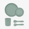 KIKKABOO Feeding set 5 pcs Platinum Silicone Sage