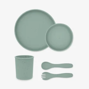 KIKKABOO Feeding set 5 pcs Platinum Silicone Sage