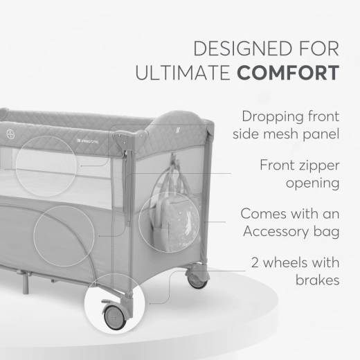 KIKKABOO Baby cot 2 levels Milky Way Grey 2023 - Image 6
