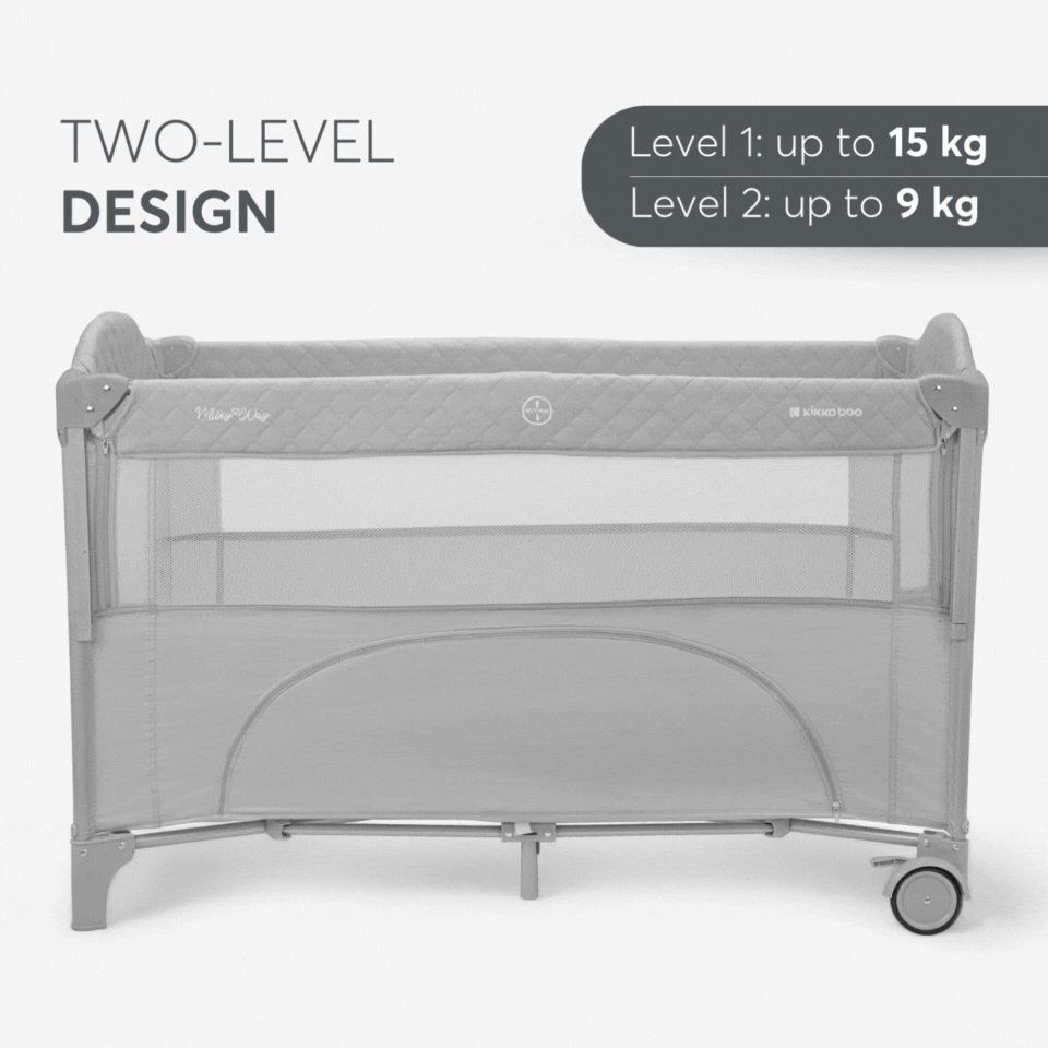 KIKKABOO Baby cot 2 levels Milky Way Grey 2023 - Image 8